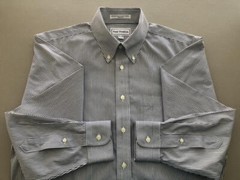 PAUL FREDRICK NWT Black & White Pinstripe Cotton Dress Shirt 15½ 36