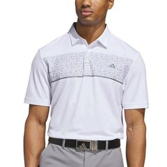 ADIDAS Golf Polo Mens XL (46-48) White Gray Floral Flowers Moisture Wicking NWT