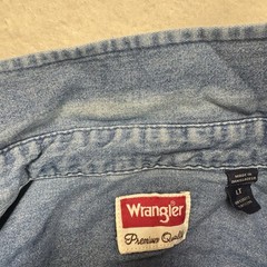 Wrangler Premium Denim L/S Button Down Shirt Blue Men’s Large Tall LT Distressed