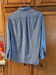 J Crew Flex Long Sleeved Button Down Cotton Stretch Chambray Shirt Size Medium