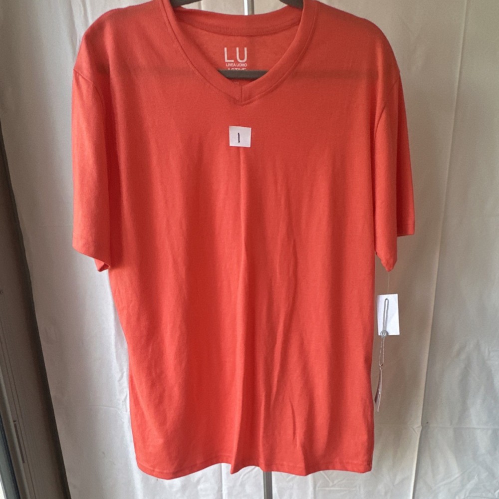 Linea Uomo Active Men’s Orange V-Neck Cotton T-Shirt XL