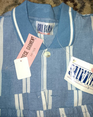 DEADSTOCK VINTAGE Bill Blass Beachmates Men’s L Blue/White Stripe Polo