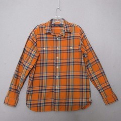 Polo Ralph Lauren Shirt Men Medium Orange Plaid Flannel Americana Preppy Rugged