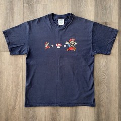Nintendo Super Mario Mushroom Evolution T-Shirt – Men’s Large – Blue – USED