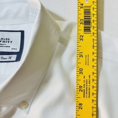 Charles Tyrwhitt White Dress Shirt Mens 20 / 37 Button Up Classic Fit Non Iron