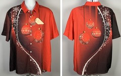 Hardaddy Christmas Ornaments Button Front Shirt Mens XL Red Holiday Snowflakes