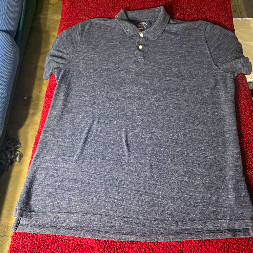 St. John’s Bay Men’s Blue Solid Quick Dry Short Sleeve Polo Cotton/Poly XL