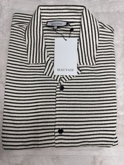 Mauvais Patterned Knit Shirt Texture Stripe Mens Size M Button Free Shipping A40