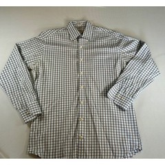 Peter Millar Mens Medium Cotton Plaid Button Down Shirt Brown Blue