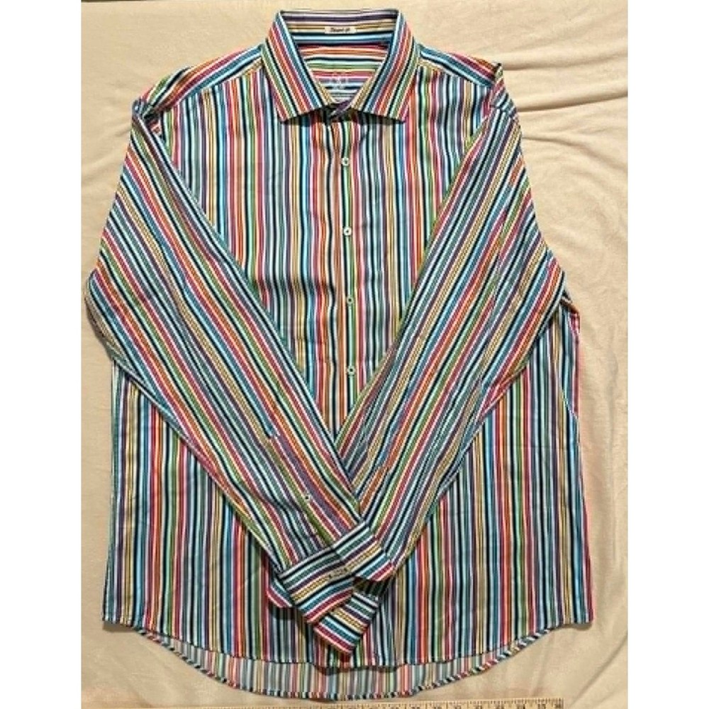 Bugatchi Uomo Multicolor Shaped Fit Striped Button Down