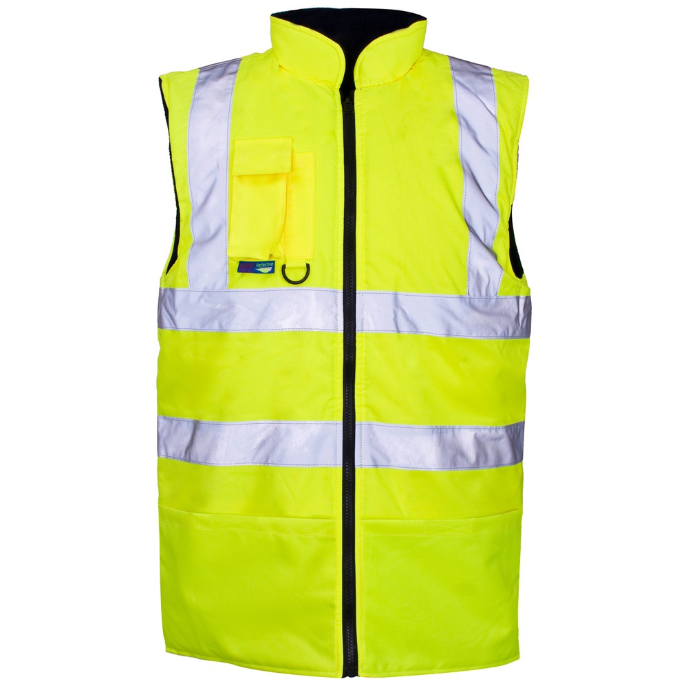 Fleeced Lined High Viz Vis Reversible Warm Padded Body Warmers, Work Waistcoats