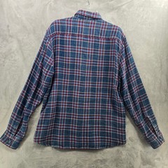 Faherty Size Large Reversible Plaid Flannel Shirt Blue Red Indigo Cotton