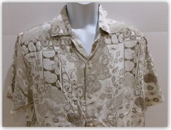 Short Sleeve Cream Print Collared Button-Down Shirt – Original Use M XXL