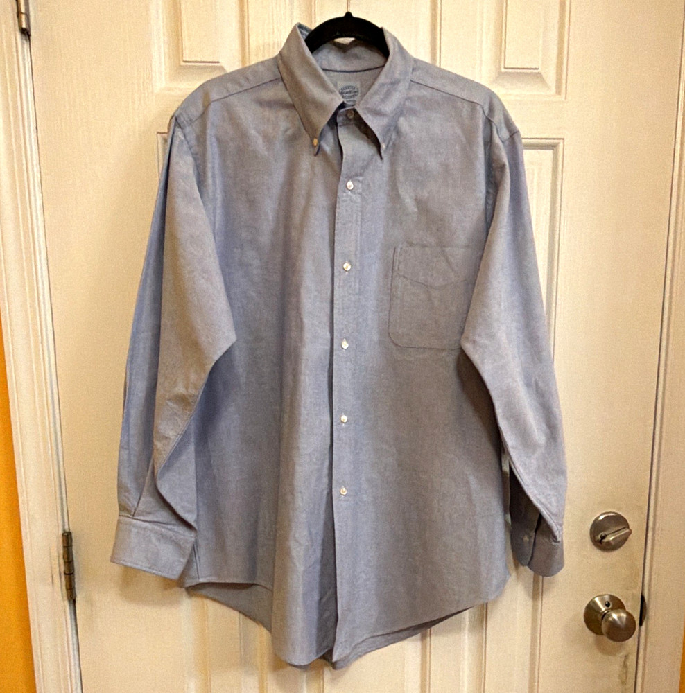 Mercer & Sons Blue Solid Cotton Button-Down Dress Shirt 17/33 Made in USA