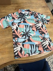 Waggle Men’s L Tropical Floral Stretch Polo Shirt Multicolor Short Sleeve