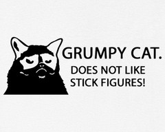 Grumpy Cat Does Not Like Stick Figures Silhouette T-Shirt
