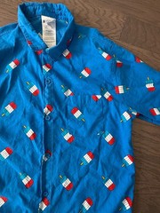Isaac Morris IML button down popsicle shirt Sz small blue white red summer