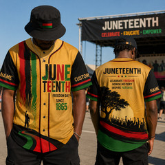 Personalized Juneteenth Baseball Jersey Shirt Freeish Since 1865 Black History