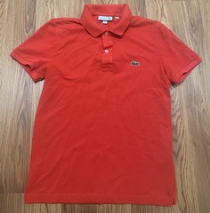 Lacoste Polo Shirt Mens Small Slim Fit Piqué Red Crocodile Logo