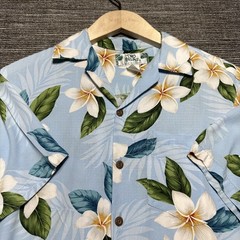 Two Palms Hawaiian Shirt Men’s Small Blue Floral Short Sleeve Button VTG Rayon