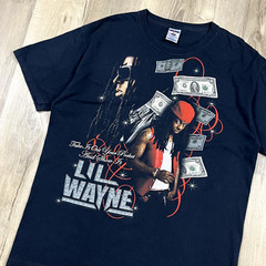 Y2K Lil Wayne T-shirt Rap Tee Hip Hop The Carter Money Mens Large Black