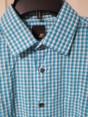 J. Ferrar Men’s Button Down Long Sleeve Blue, Turquoise & White Shirt Sz. M