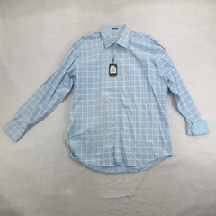 Bugatchi Uomo Men XXL Classic Fit Aqua Plaid Long Sleeve Button Up Shirt New