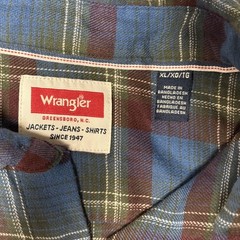 Wrangler Authentics Men’s XL Cloud Flannel Long Sleeve Shirt Blue Plaid NEW