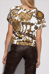 VERSACE JEANS COUTURE PATTERNED Baroque Top Blouse Shirt Tee Iconic New Hot L