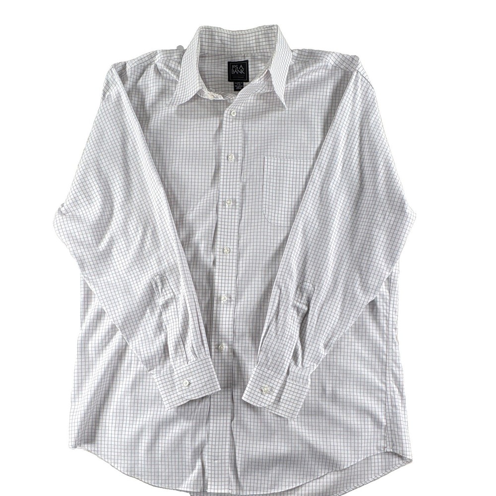 Jos. A. Bank Traveller Tailored Fit 17-34 Men’s Shirt White Checked 87