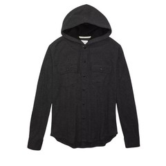 AE American Eagle Hooded Shirt Jacket L Mens Charcoal Waffle Thermal Streetwear
