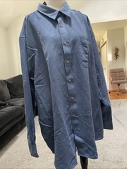 Covington Micro Suede Blue Button Up Shirt Size XXl New With Tags