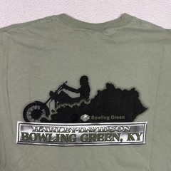Harley Davidson Spellout Boxy Logo Green Mens 2XL Kentucky Graphic Shirt Biker