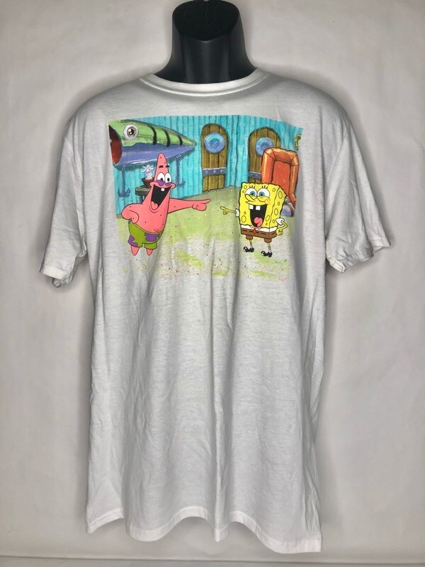 Spongebob Squarepants & Patrick Unisex Adult Nickelodeon T-Shirt White L New