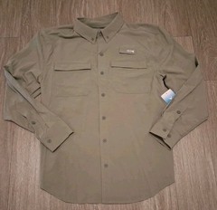Silver Bait Men’s Long Sleeve Button Down Shirt Large Vented Olive Color Top