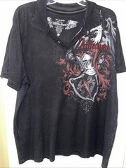 RARE ! Affliction Jealous Souls Henley Mens XLarge 24in. T-Shirt USA 🇺🇸EUC