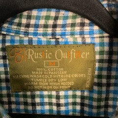 Rustic Outfitter Cotton Blue Plaid gorpcore outdoors Button Down Shirt Mens M