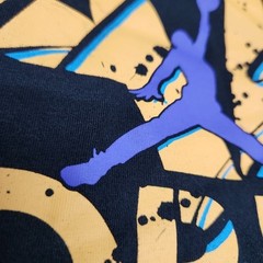 Nike Jordan Air Flight T-shirt Men X-Large Black w/ Yellow & Purple Logo Print