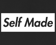Self Made White Text Black Rectangle T-Shirt Entrepreneur Hustle Tee