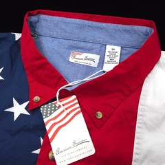 American Summer Button Down Mens 5XL Stars Stripes USA Flag Red White Blue