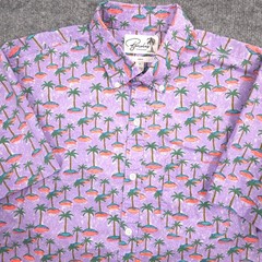 Bonobos Shirt Mens M Purple Riviera Island Hop Palm AOP Slim Fit Short Sleeve