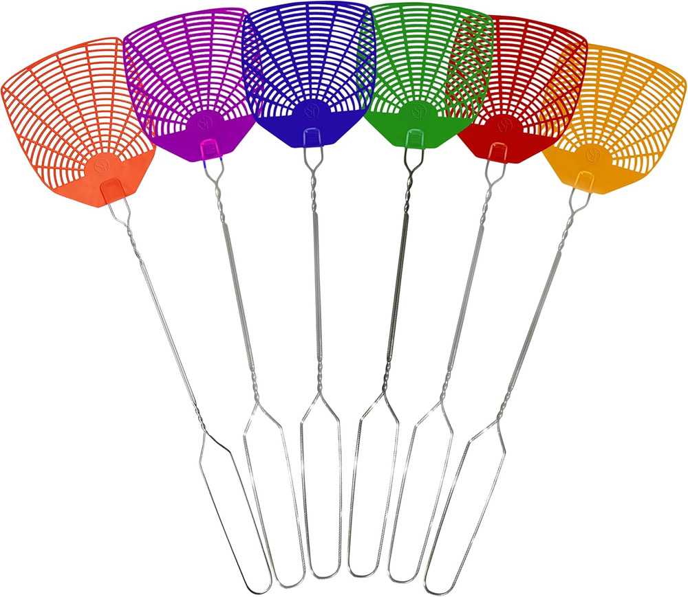 Supreme Bug & Fly Swatter 6-Pack – Braided Metal Handle 6 Pack Fly Swatters, Mul