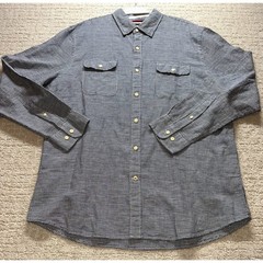 Goodthreads Button Down Shirt Mens Large Blue Gingham Linen Cotton