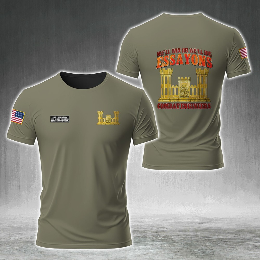 Custom Name US Army Combat Engineer Essayons AOP Shirt 3D shirt Full Size S-5XL