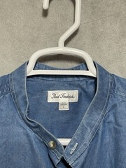 VTG Paul Fredrick Shirt Men L Blue Denim Chambray Blade Collar Button Up L/S USA