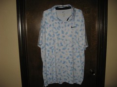 Mens Nike Dri-Fit Light Blue Geometeric Pattern Polo Shirt Size 2XL NICE