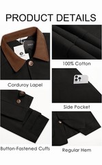 Runcati Mens Lightweight Jackets Button Down Casual, Size Large