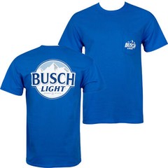 Busch Light Front And Back Print Blue Pocket Tee Shirt Blue