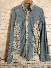 Why Not By Larritus Shirt Mens Large Mixed Print Button Up Hip Hop Streetwear