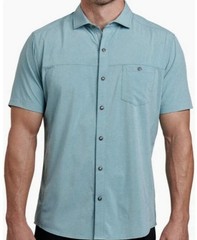 KUHL Optimizer Short Sleeve Button Down Shirt Medium Blue Outdoor Lightweight